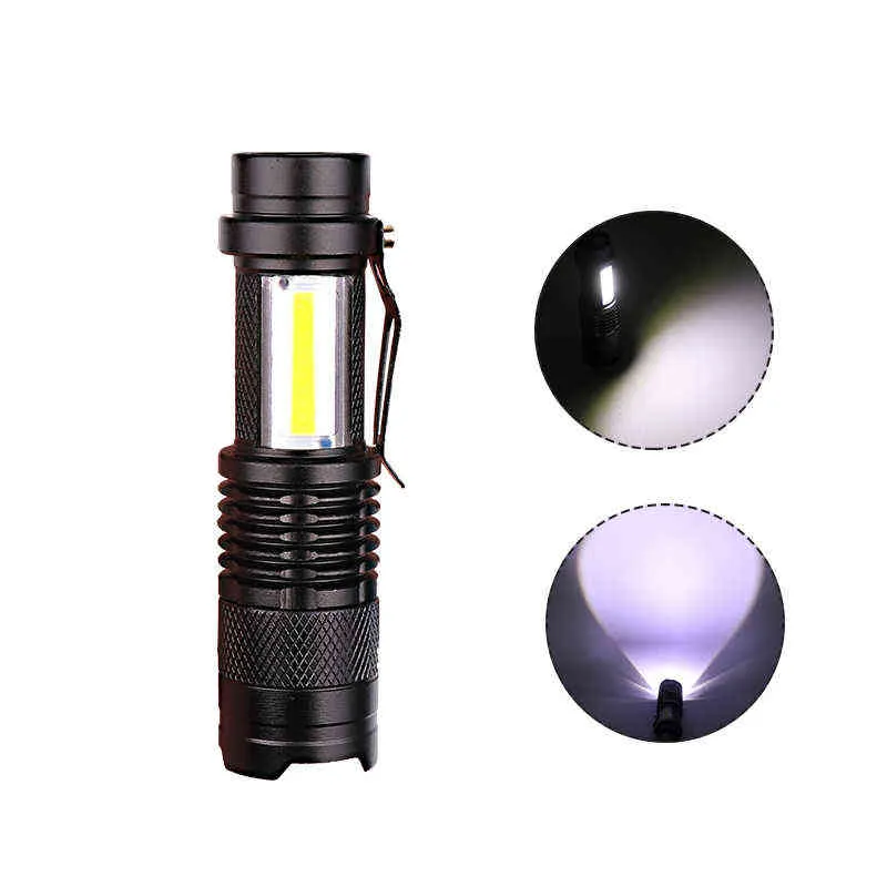 Built-in Battery Usb Charging Led Flashlight XP-G Q5 Cob Led Zoomable Waterproof Tactical Flashlight Lamps Lantern For Camping J220713