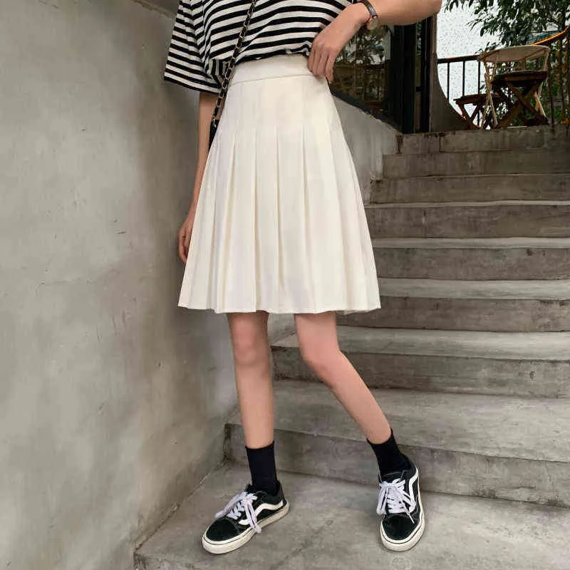 Skirts Pleated Women High Waist Summer Knee-length Preppy Style Harajuku 3XL Plus Size Chic Street School Cosplay Casual Female G220309