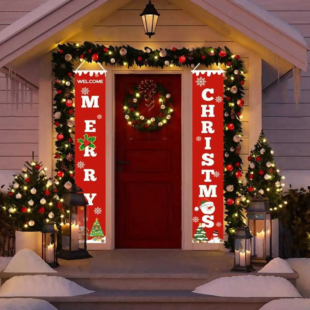 Nutcracker Soldier Banner Christmas Decor For Home Merry Door Xmas Ornament Happy Year 2022 Navidad 211022324H