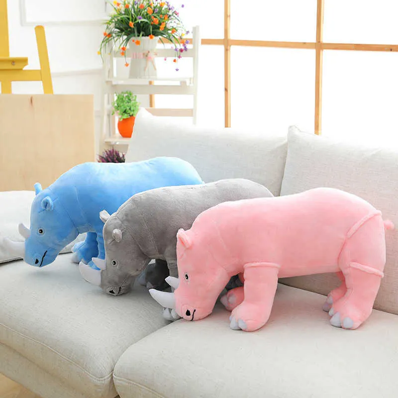 4080cm Büyük Peluş Oyuncaklar Yaşam benzeri Rhinoceros Dolgulu Hayvan Bebek Yastık Hayvanat Bebek Yastık Rhino Çocuk Çocukları Kız Noel Hediyeleri H08245436655