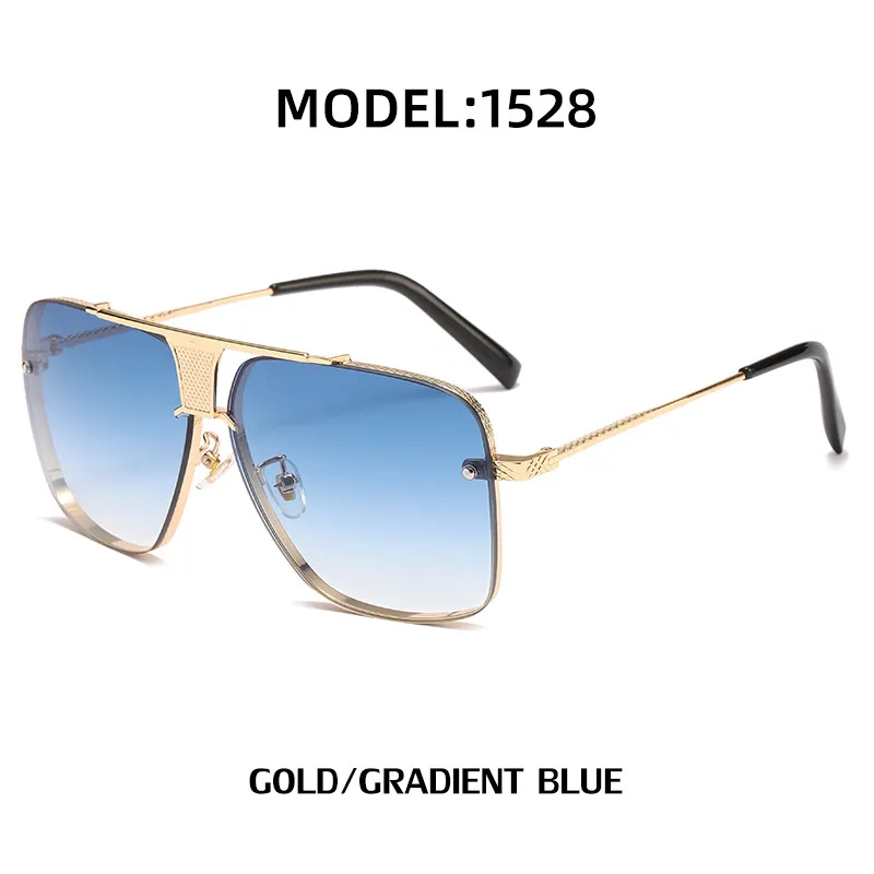 Nouveau design rétro lunettes de soleil hommes cadre carré treillis décoratif métal net nuances rouges lunettes mâle tendance grand eyeglasse sans cadre266R