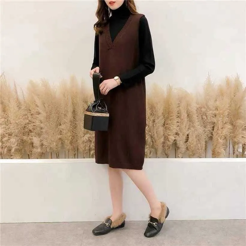 Women Cashmere Knitted Pullovers Vest Long Waistcoat Autumn Winter Sweater Vests Slim Sleeveless Casual Female 211007