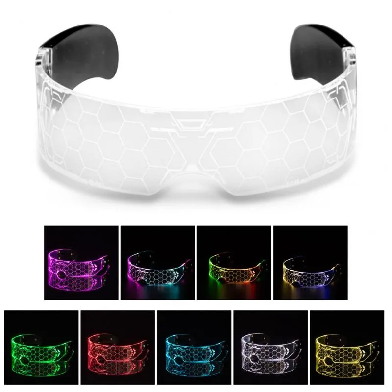 Solglasögon applicerade i stor utsträckning bra ljus upp LED -rave glasögon honungskaka lins futuristiska för club224y