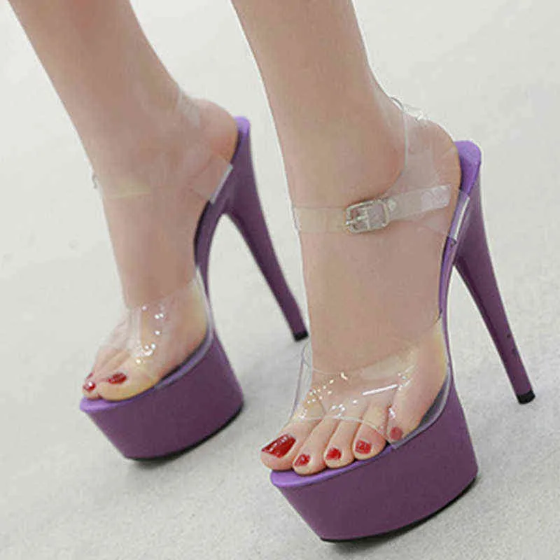الصنادل femal الأحذية منصة الصنادل النسائية أحذية الصندل عالية الكعب 15 سنتيمتر مثير صنادل تو مفتوحة نموذج المنصة الأحذية 220309
