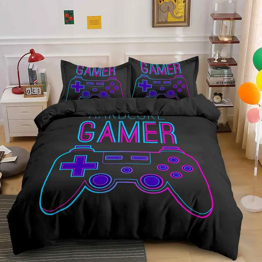 Gift for Boys Duvet Cover Set Bed Game Elements Printed Bedding 14 Size 210309