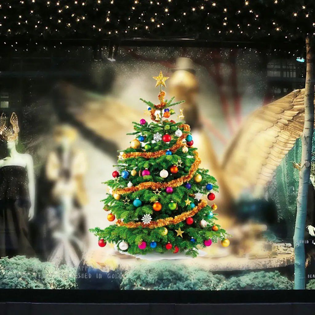 メリークリスマスウォールステッカーファッションツリーウィンドウルーム装飾