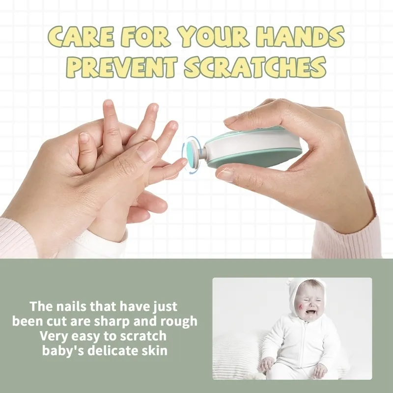 Electric Baby Paznokcie TRIMER KILKI Polerka dla niemowląt Manicure Nożyczniki Zestaw pielęgnacji Clipper Clipper For Born 220301