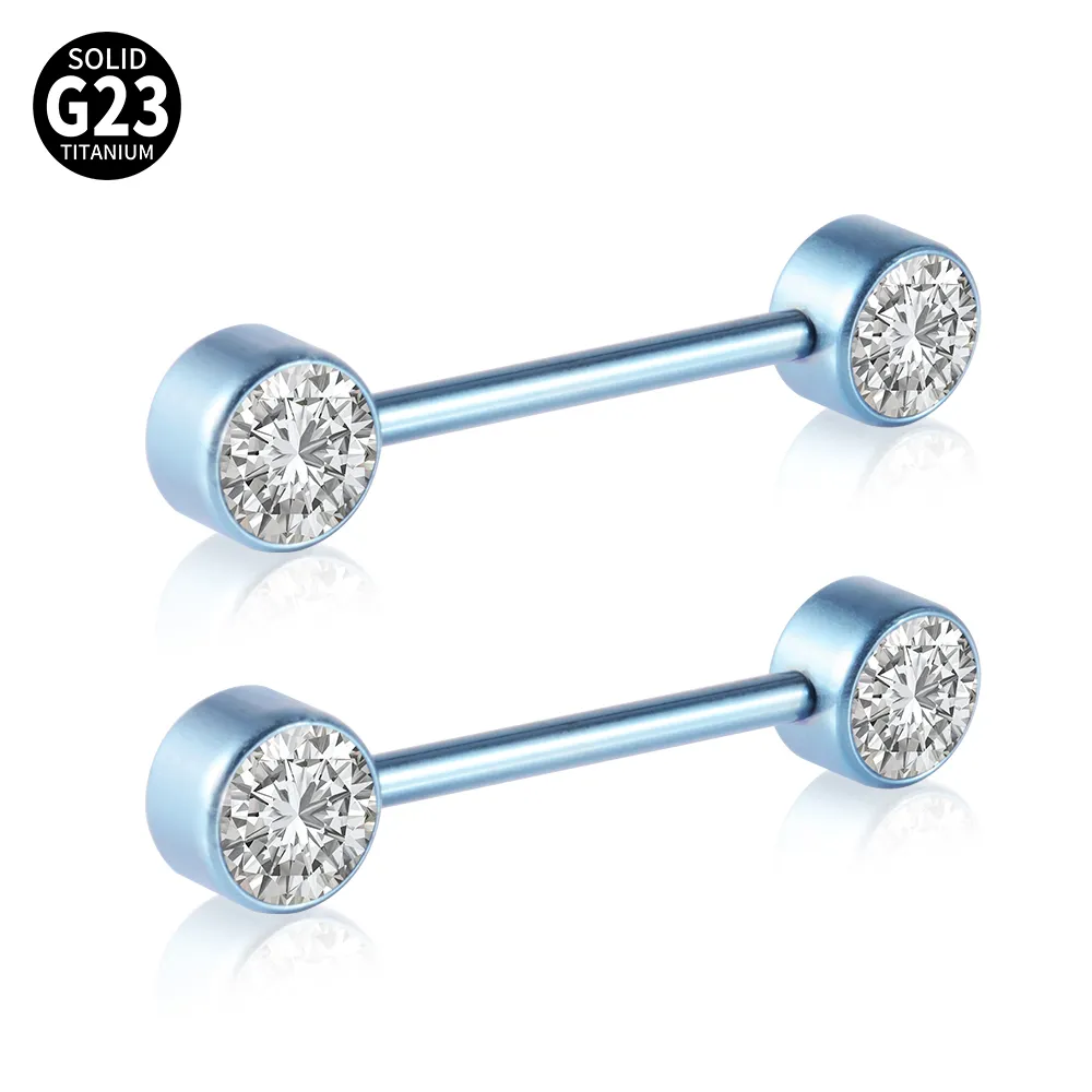 G23 Titanium Sexy Shield Bars Piercing Opal CZ Gem 14G Internally Thread Nipple Barbells Women Trendy Mamilo Jewelry