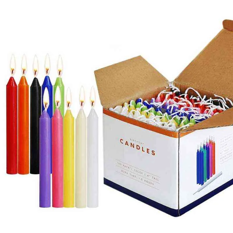 Candele coniche da 100 pezzi Colori assortiti non profumati Mini candele la fusione di carillon Rituali Incantesimi Gioco di cera Veglia Forniture Altro H12206c