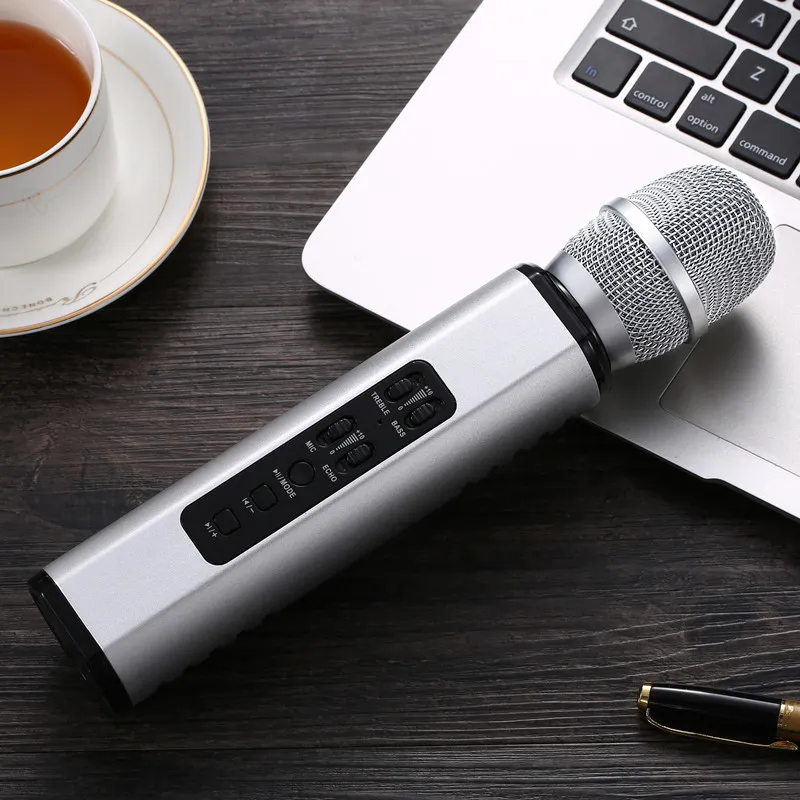 K6 Karaoke Microphone mini microphones Handheld Wireless Bluetooth مع مكبر صوت لـ Sing Recording Parkets 8195577