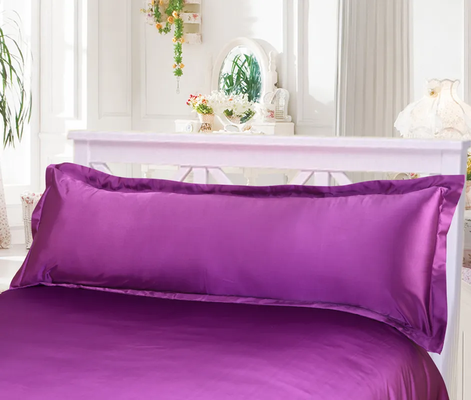 120/150 cm de long taie d'oreiller blanc solide taie d'oreiller couverture soie satin tissu maison textile 2 taille pour Bedroom48 Y200104