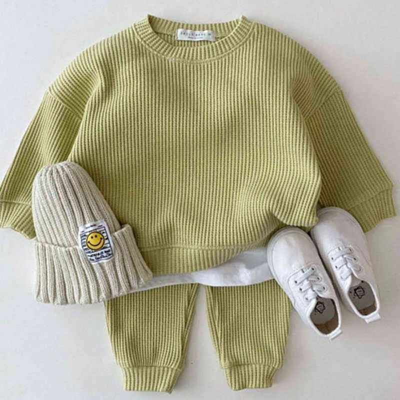 Toddler Baby Girl Boy Clothes Set solidi s Abbigliamento manica lunga Bambino Abiti casual 211224