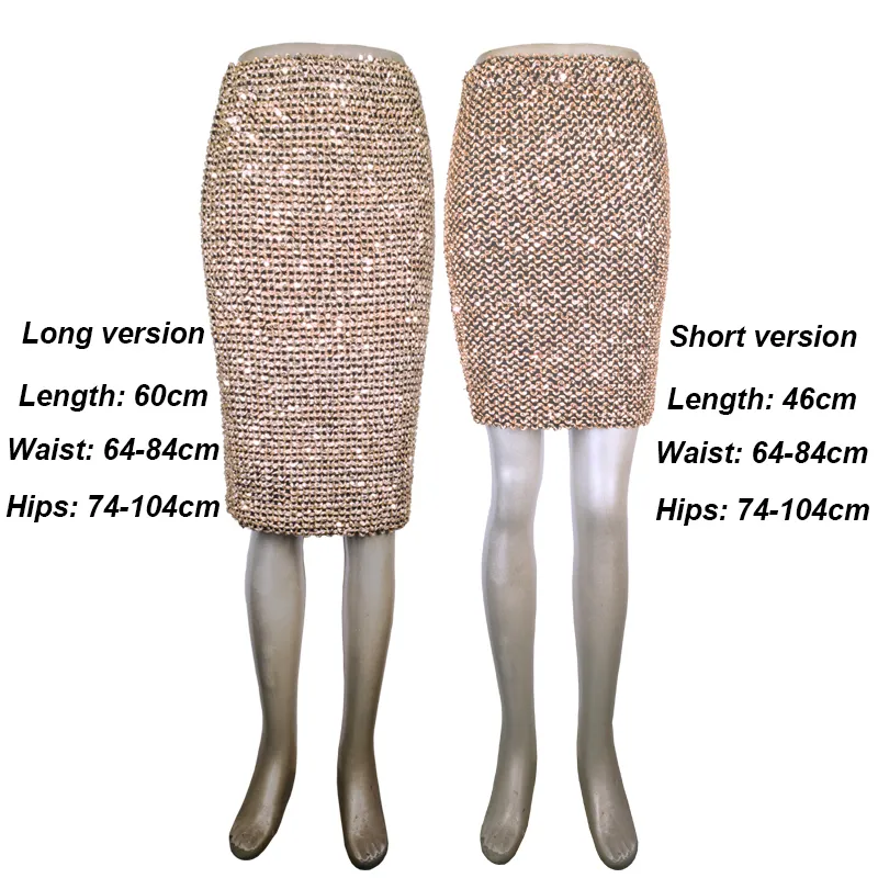 Flectit Womens Skirts Gold Sequined Mini Skirt Bodycon Pencil Skirt Short Wrap Skirt for Office Lady Party Girl Saia 210306