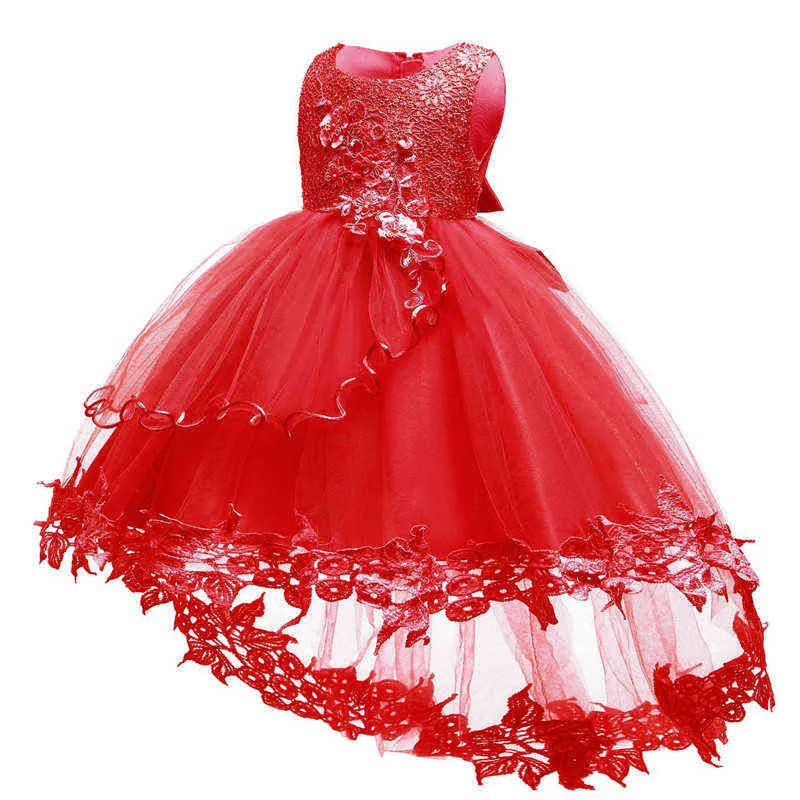 Vestido de princesa infantil para niña pequeña, vestido elegante de encaje con pétalos para niña, vestido de boda para niña, Vestidos de fiesta para bebé, 1er año de cumpleaños G1129