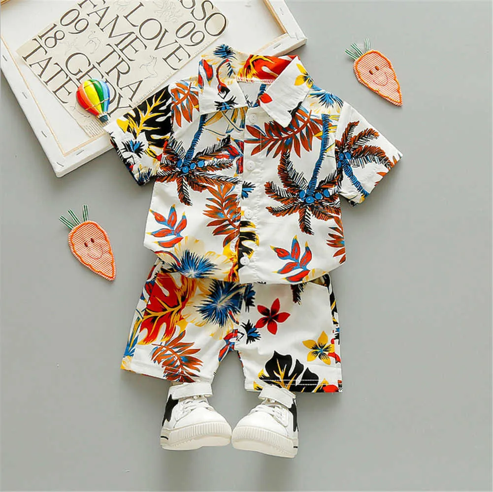 05y Kids Baby Boy Cloths Boho Summer Floral Print Sets shore sereve tshirtshorts Child Boy Beach Wear Outfits 12styles x02374368