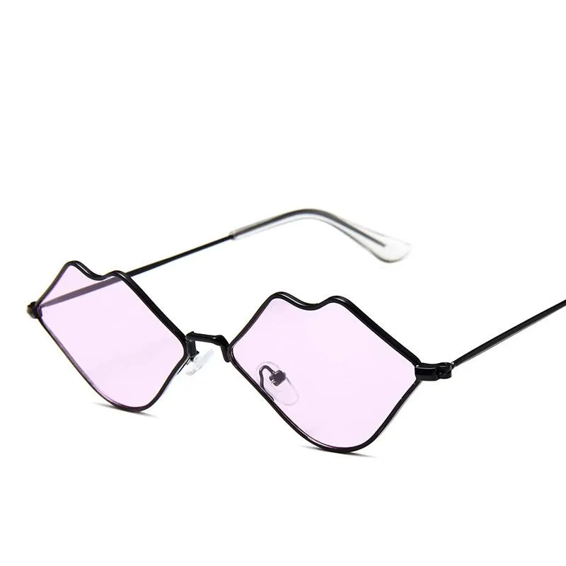 Óculos de sol vermelho lábio forma mulheres 2021 moda sexy óculos de sol tons uv400 feminino óculos marca designer liga espelho vidro mm58319t