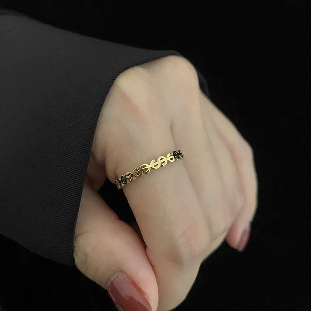 Ins Fashion Women Finger Rings Female Gold Color Stainless Steel Dollar Sign Ring High Quality Statement Jewelry Anillos Mujer H106253776