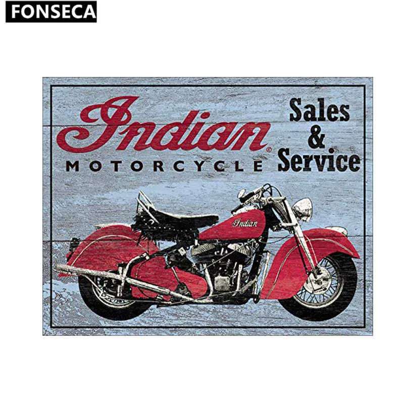 Segno di stagno a motore indiano tradizionale classico motociclista vintage club garage decorazioni artistico dipinti di piastra di ferro bar barre metallica piatti in metallo66658688