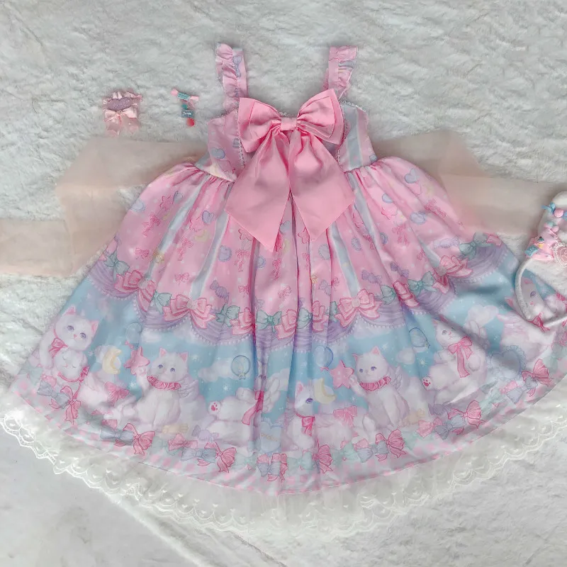 Vestido Sananian Mulheres Japonesa Doce Bow Dreamcatcher Lolita Sem Mangas Lace Suspender Vestidos Mulheres Roupas Verão C0304