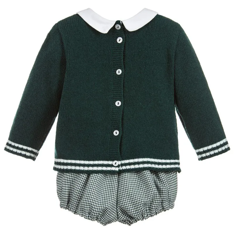 Baby Boys Spanische Boutique Kleidung Set Kinder Langarm gestrickte Pullover Kurzhose Kleinkind Herbst Winter Kleidung 2103092997199