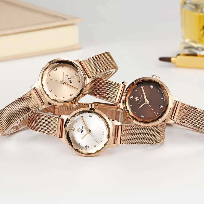 Wwoor prata relógio feminino relógios senhoras criativo aço pulseira relógios feminino à prova dwaterproof água relógio relogio feminino 210603245s