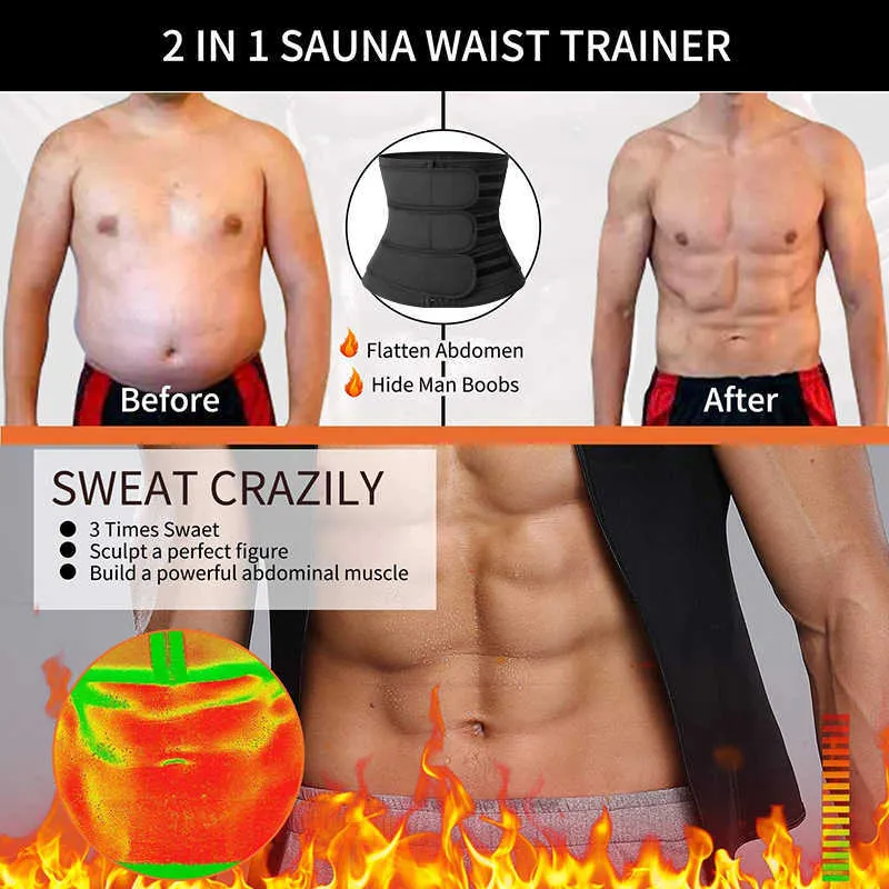 Mens Workout Trainer Corset Neopreen Body Shaper Sauna Zweet Trimmer Taille Cincher Afslanken Belly Riemen Faja Shapewear