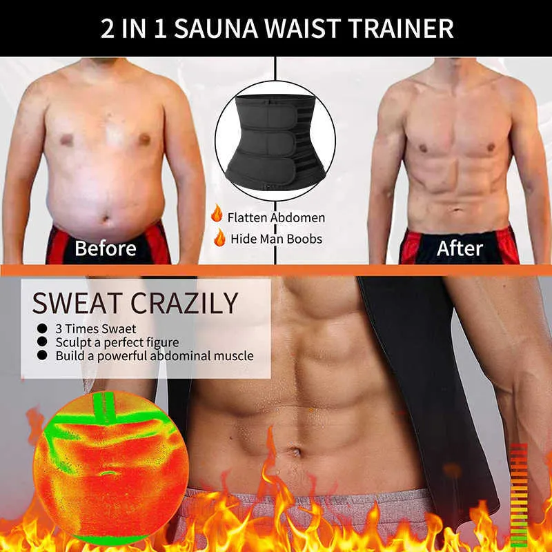 Mens Workout Trainer Corsetto Neoprene Body Shaper Sauna Sweat Trimmer Vita Cincher Dimagrante Pancia Cinture Faja Shapewear