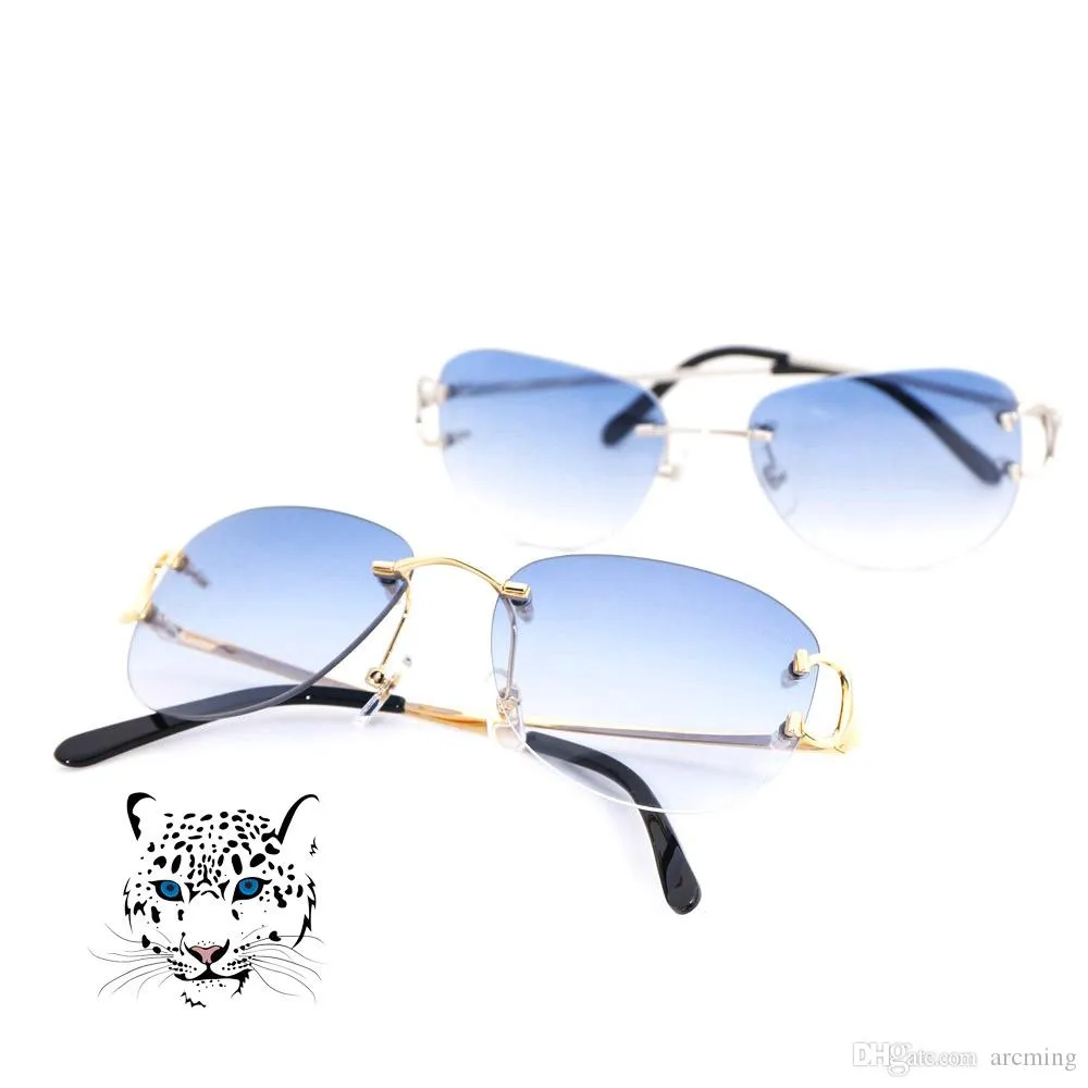 Rimless Style Solglasögon för män Kvinnor Färgglada val för sommar Lyxglasögon Superkvalitet
