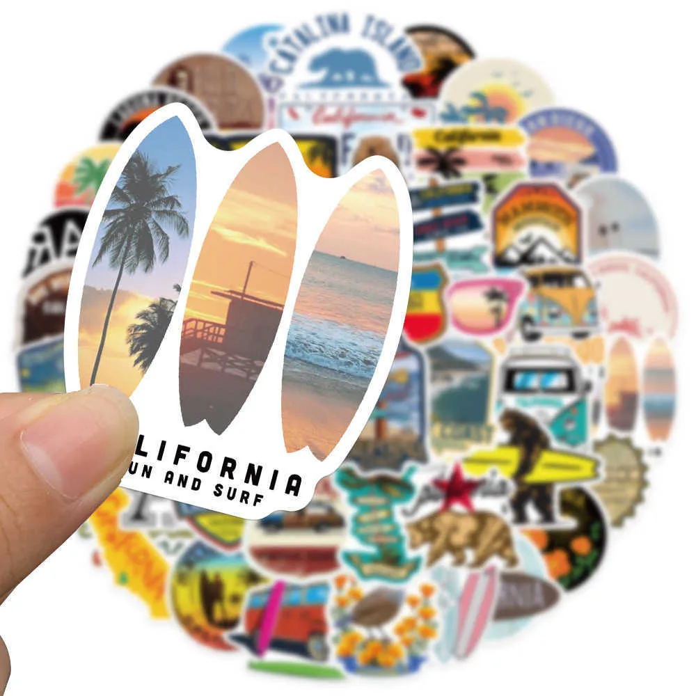 10 INS Stijl Outdoor Landschap Stickers Esthetische California Decals Sticker Om DIY Bagage Laptop Fiets Skateboard Telefoon Car246J