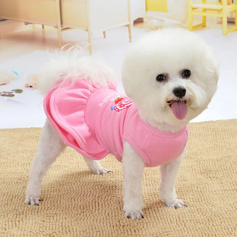 Милое платье для собак, одежда для маленьких собак, модная розовая, красная юбка для собак, милое платье принцессы без рукавов, хлопковый костюм для щенка и кошки