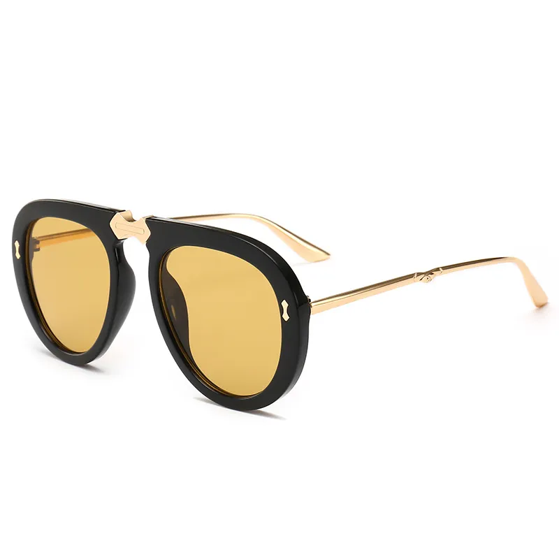 Klasik moda güneş gözlüğü moda sokak fotoğrafı vintage kare büyük çerçeve güneş gözlük