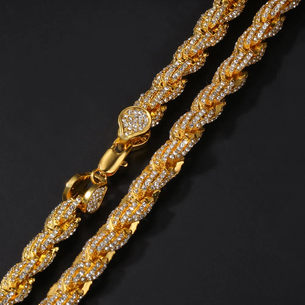 Bijoux hip hop 9 mm liaison glacée Collier de chaîne dorée Gold Plated Diamond Rimestone Fashion Bijoux 18inch24inch Chain 2971980
