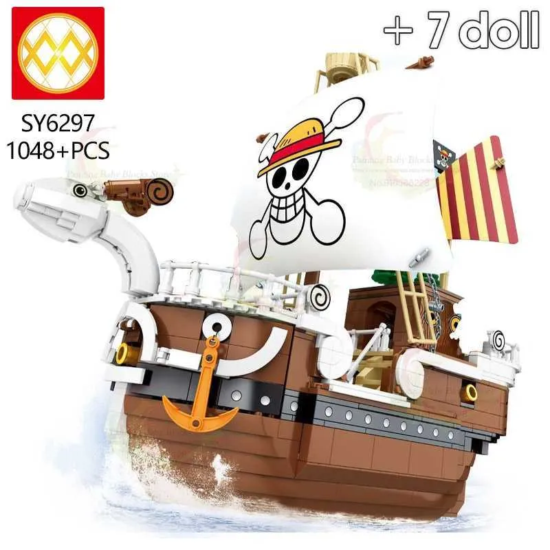 SY6295-SY6299 One Piece Series Polar Diving Straw Hat Thousand Sunny Pirate Ship Model Bricks Building Creative Toy for Children Q0723