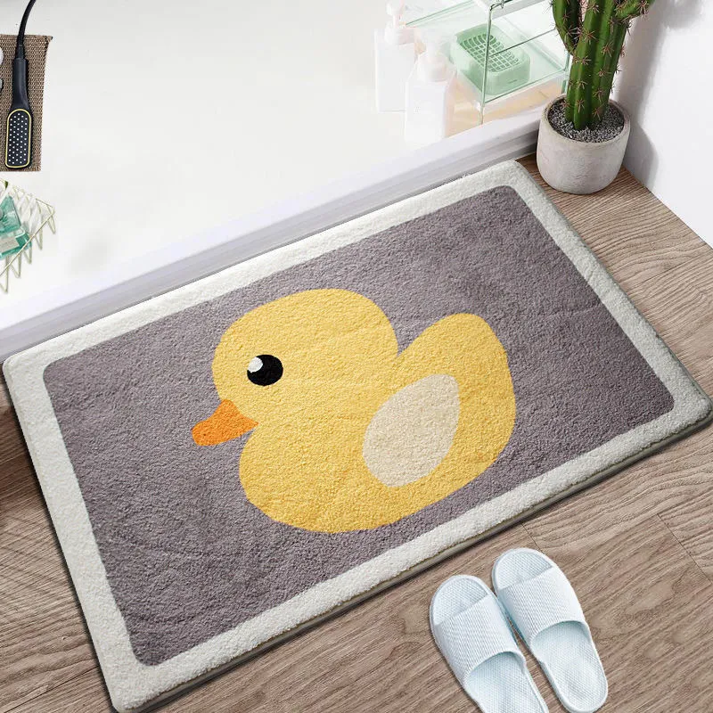 Bathroom Absorbent Carpet Anime Pure Color Door Mat Heart-shaped Rug Area Household Floor fluffy rug 220301