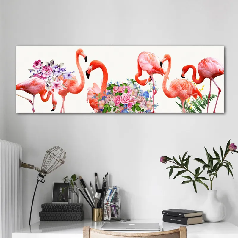 Plakaty flamingo wystrój domu rośliny tropikalne Płótno malowanie na ścianie zdjęcia do salonu łóżko dla zwierząt obrazy 8958466