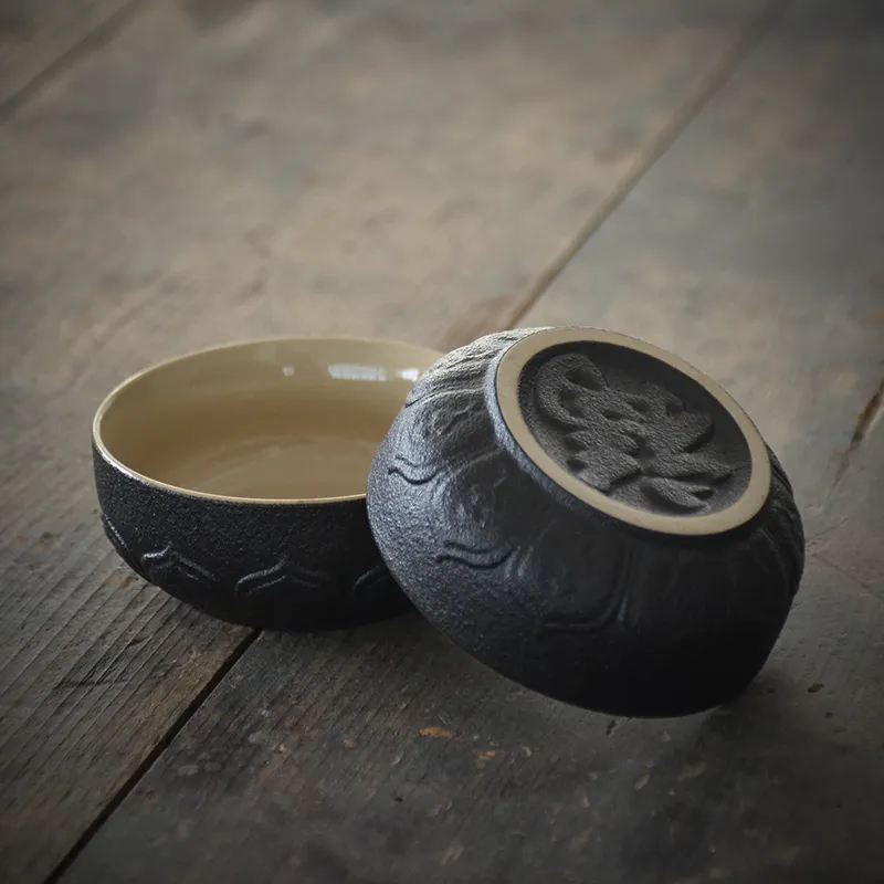 Tangpin siyah çanak çömlek 2 su bardağı setleri ile seramik çaydanlıklar taşınabilir seyahat set drinkware
