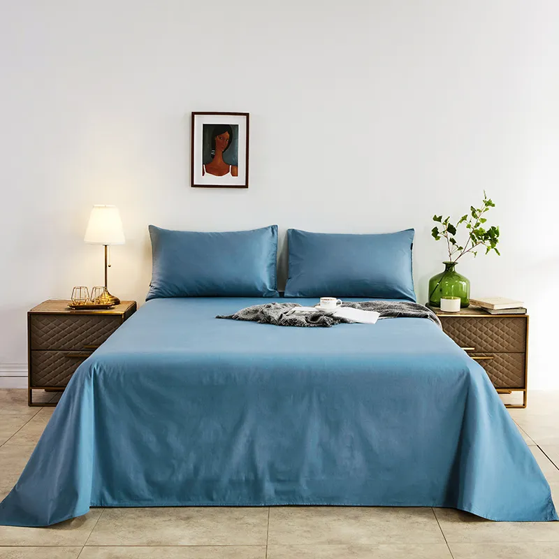 الشمال بسيط 100٪٪ 40 ثانية الساتان ورقة السرير شقة 1 قطعة الفاخرة السرير الكتان واحد مزدوج لون الصلبة السرير يغطي دروبشيبينغ الأخضر
