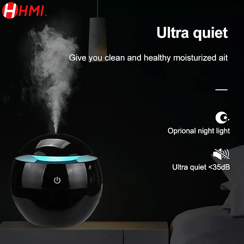 130ML Black Ultrasonic aromatherapy essential oil diffuser home electric air purifier humidifier with LED lights