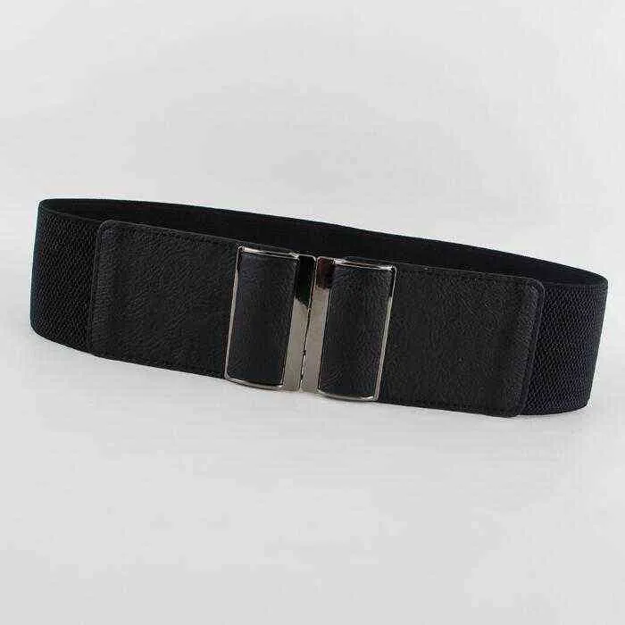 New Design Cummerbund HOT wide PU leather Cummerbunds punk elastic belt square buckle black dress decorate waistband strap women G220301