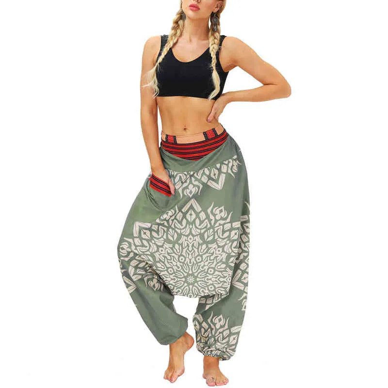 Femmes Drop Bottom Taille Élastique Coupe Ample Baggy Gypsy Hippie Boho Yoga Sarouel H1221