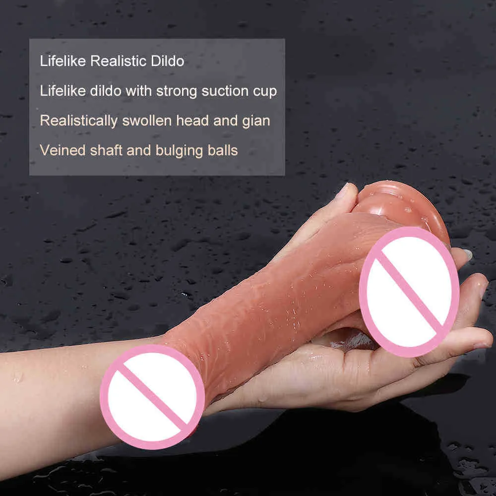 2022 Levensechte 768 Inch Realistische Dildo Massager Waterdicht Speelgoed Flexibele Vrouwen Plezier Volwassen 2106186503571