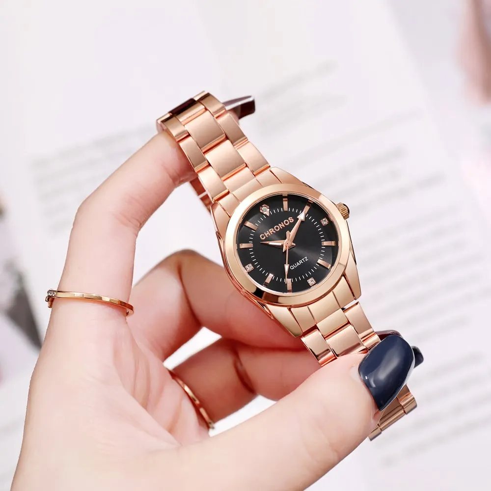 Moda relógio feminino lazer estilo diamante dial à prova dwaterproof água senhoras quartzo pulseira2658