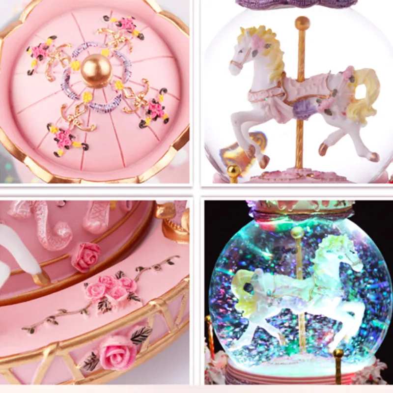 Exquisite Carousel Crystal Ball Music Box Home Decor Dnia Dzieci Prezent Urodzinowy