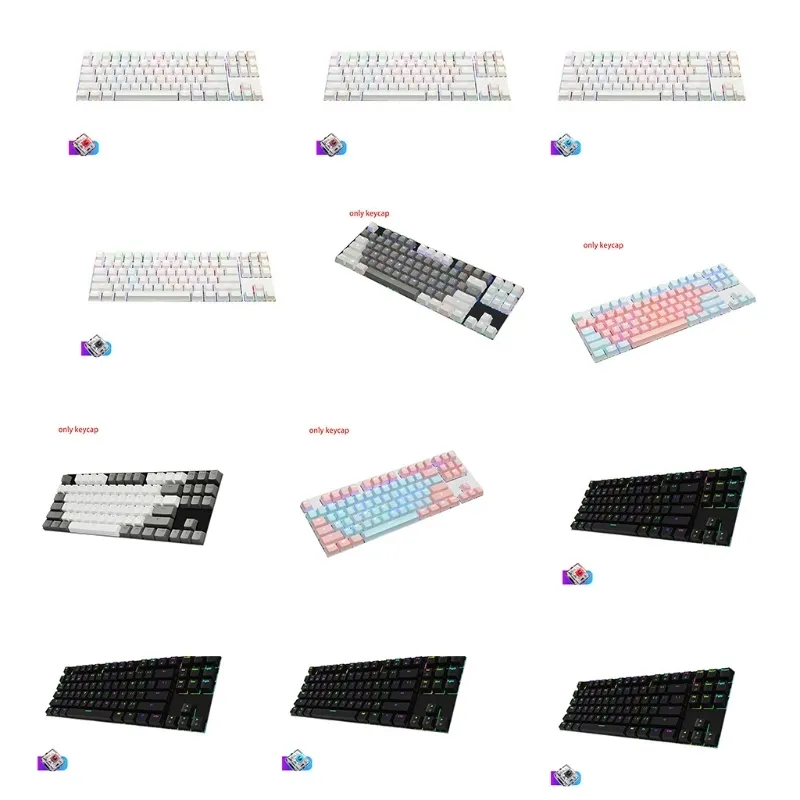 Gaming Dye Sublimation Keycaps Dikke PBT-toetsenets Mechanisch toetsenbord 87 sleutels