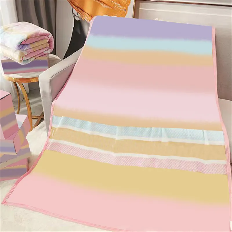 Stylish Rainbow Gradient Color Blankets Letter Sunflower Pattern Printed Throw Blanket 150 200CM Warm Thick Sofa Bed Cover Outdoor302o