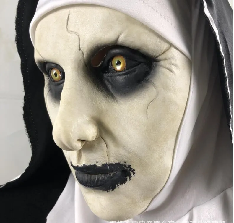 Die Nonne Horrormaske Halloween Party Valak Gruselige Latexmasken mit Kopftuch 200929