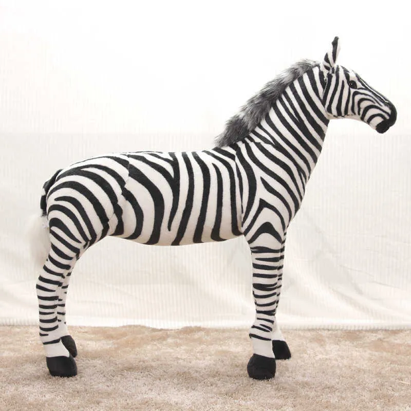 90cm stor vacker stående sebra livlig simulerade fyllda djur kan rida modell barn mount dekorat plysch docka barn leksak gåva 210728