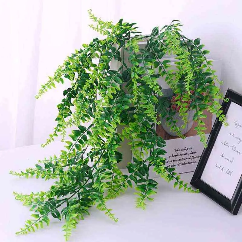 2 stks Kunstmatige opknoping Vines Ferns Planten Fake Ivy Bladeren Wanddecoratie 211104
