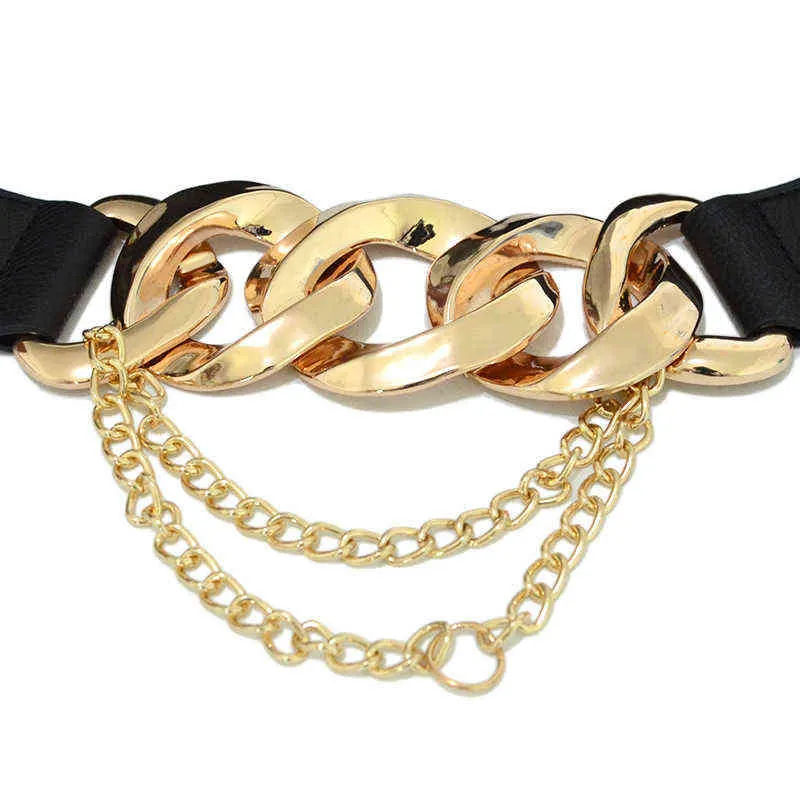 Nouveaux accessoires vestimentaires polyvalents pour femmes mode boucle en métal chaîne élastique décoratif robe taille ceinture ceinture fermeture G220301