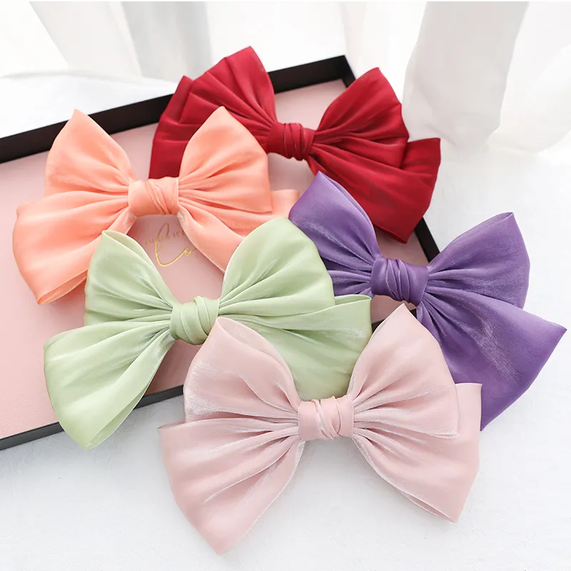 2021 Baby Girls Bowknot Princess Barrette Sweet Kids Candy Color Bow Fancy Haugh Clip Children Party Party Hair Pin ﾠ Hair Cancory C6830